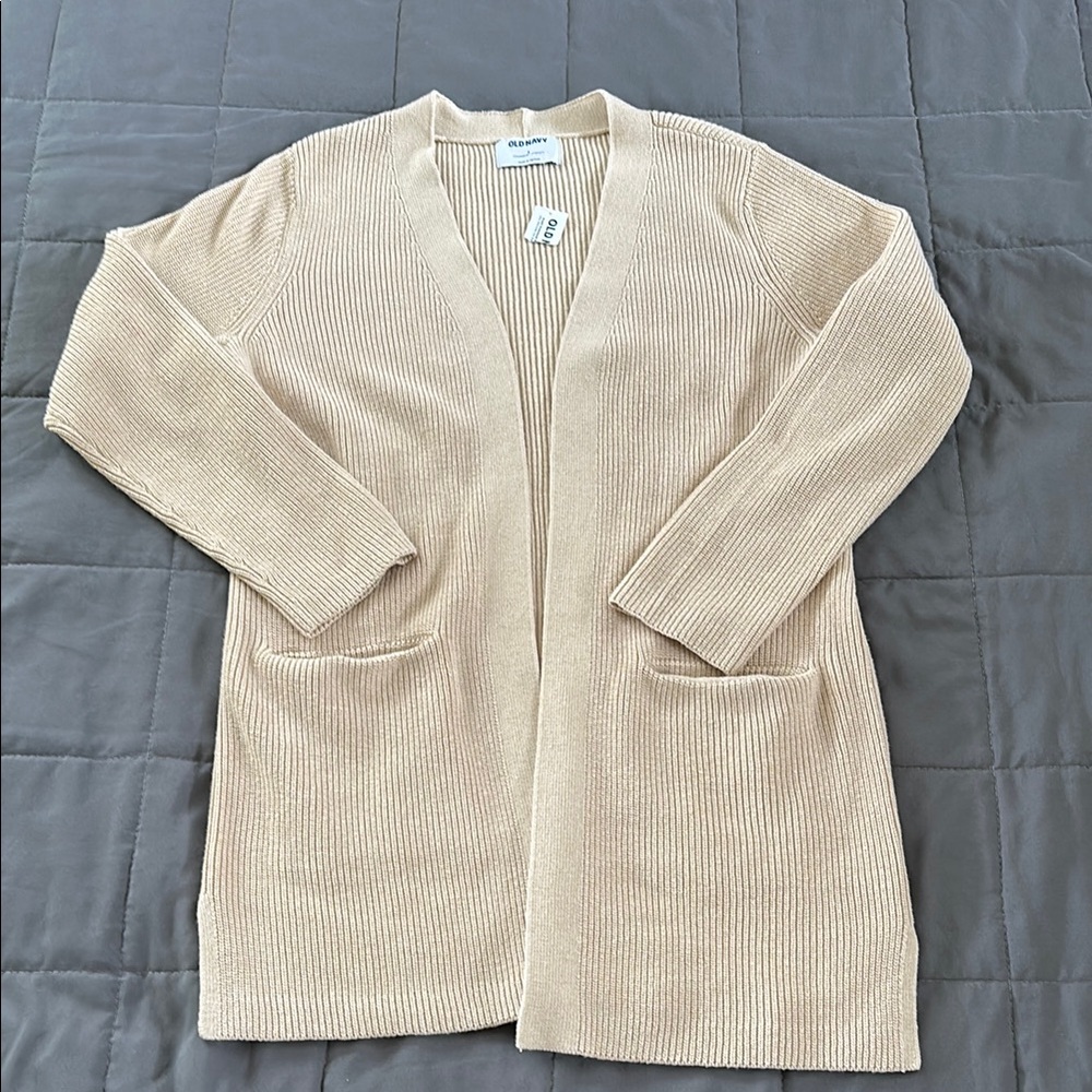Old Navy Cream Long Cardigan Sweater